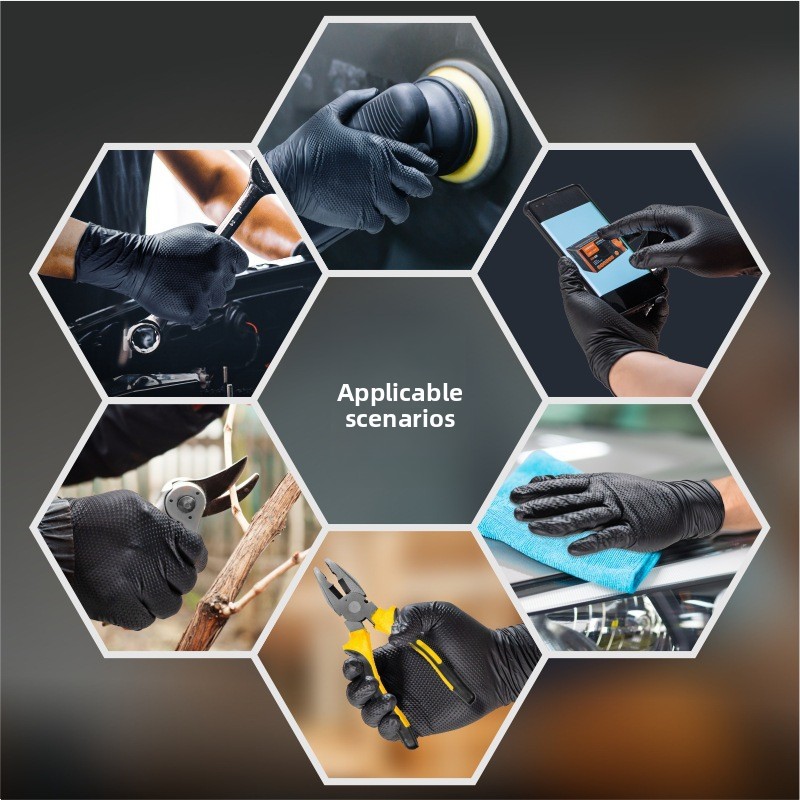 Heavy Duty Diamond Pattern Nit - Nitrile Mechanic Glove recension och pris