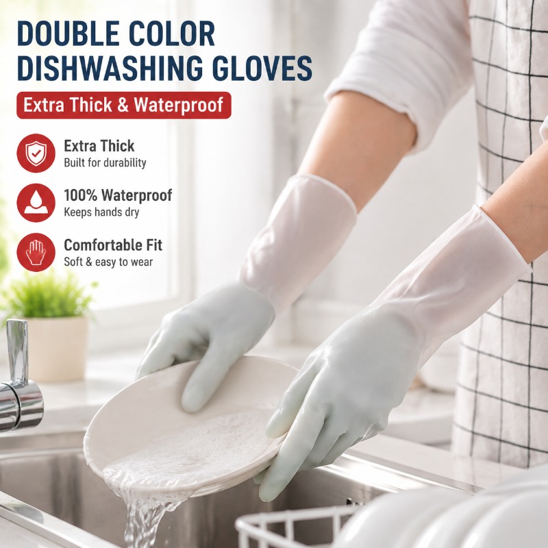 PVC Double Color Dishwashing G - Dish Glove Rubber recension och pris
