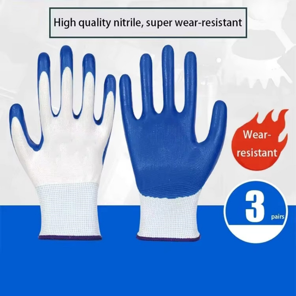 3 Pairs Of Non-slip Wear-resis - Nitrile Mechanic Glove recension och pris