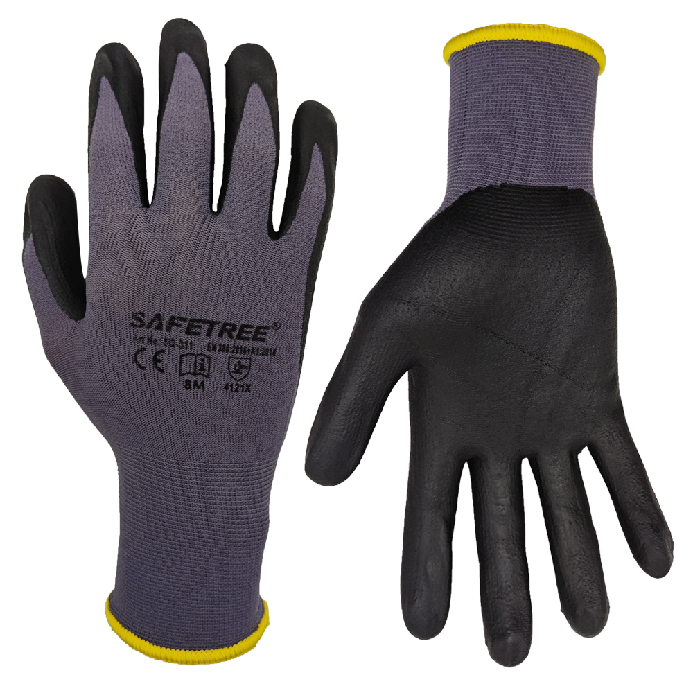 SAFETREE 10Pairs CE  Nylon Saf - Nitrile Mechanic Glove recension och pris