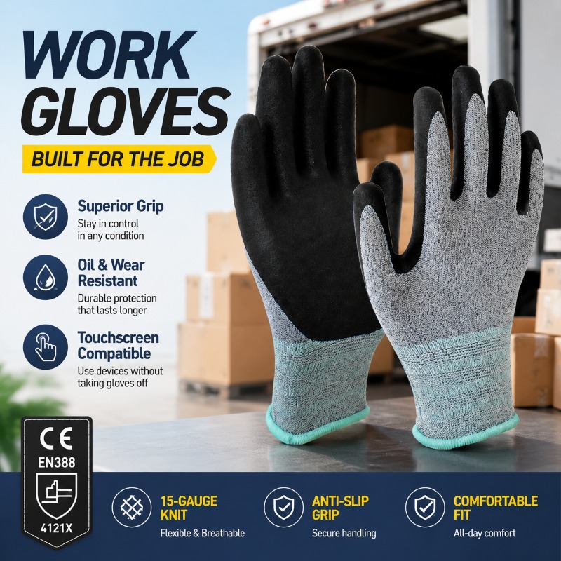 15 Needle Polyester Nitrile Co - Nitrile Mechanic Glove recension och pris