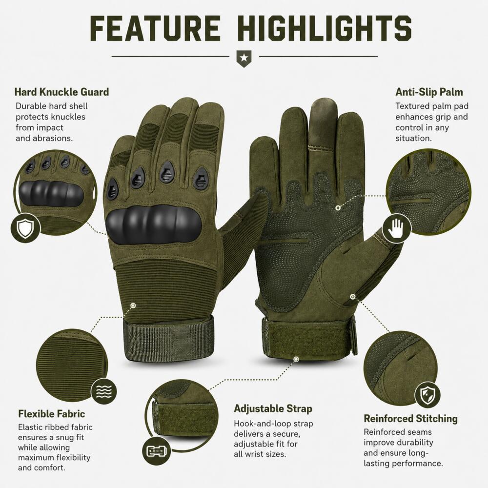 Full Finger Tactical Gloves wi - Motorcycle Glove Knuckle recension och pris